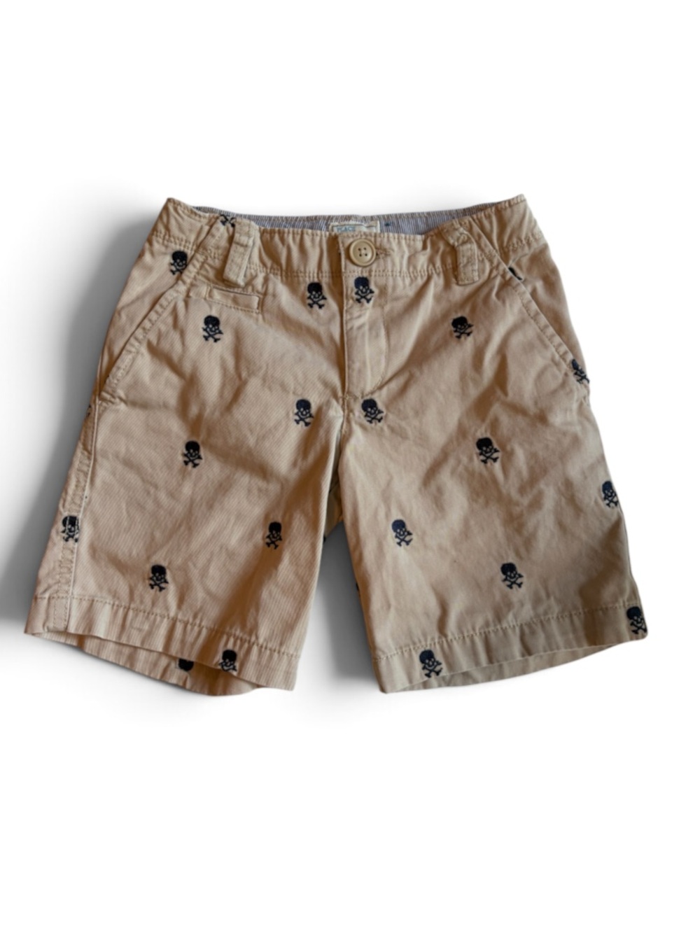 Children's Place Skull Khaki Shorts Boys Size 5 Adjustable Waistband Pockets